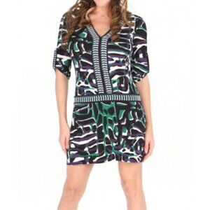 BCBGMAXAZRIA Purple Green Knit Mini Dress L